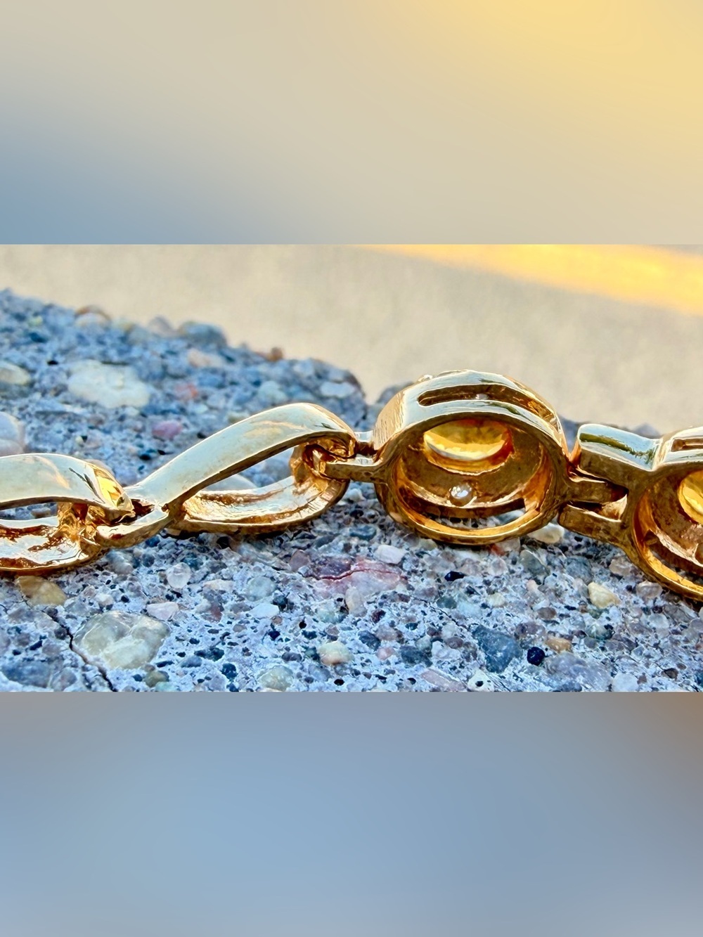 18K Gold Over Sterling Silver Orange AA Sapphire & Diamond Bracelet 7.25” - Picture 8 of 14
